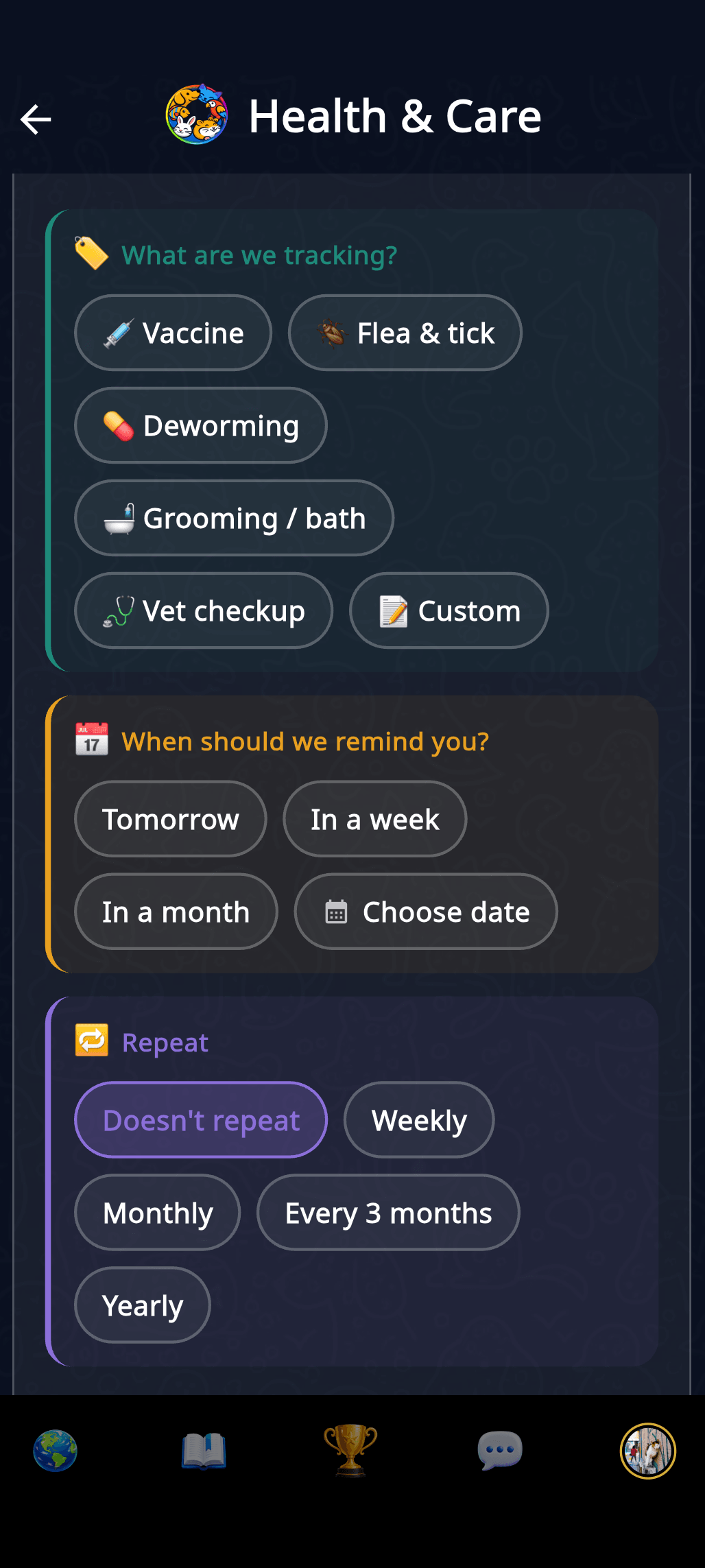 Add health reminder