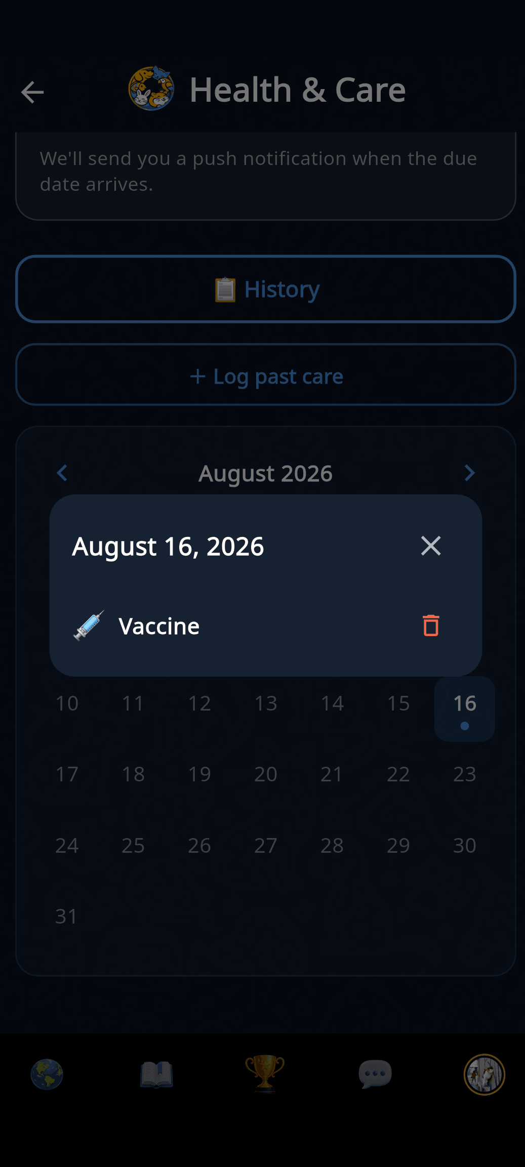 Health history calendar